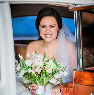 The Brookside Banquets Bride in Car